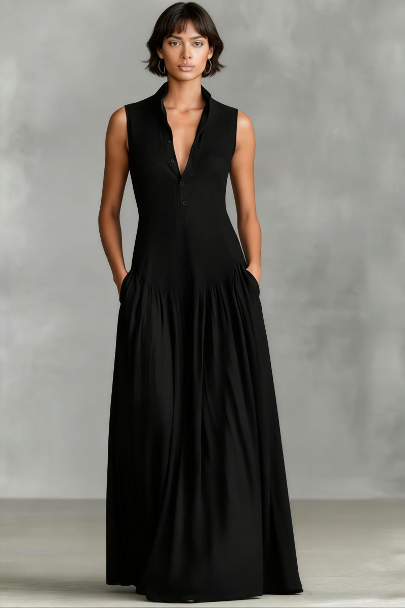 Women's Minimalist   Linen Blend   Sleeveless Maxi Dress