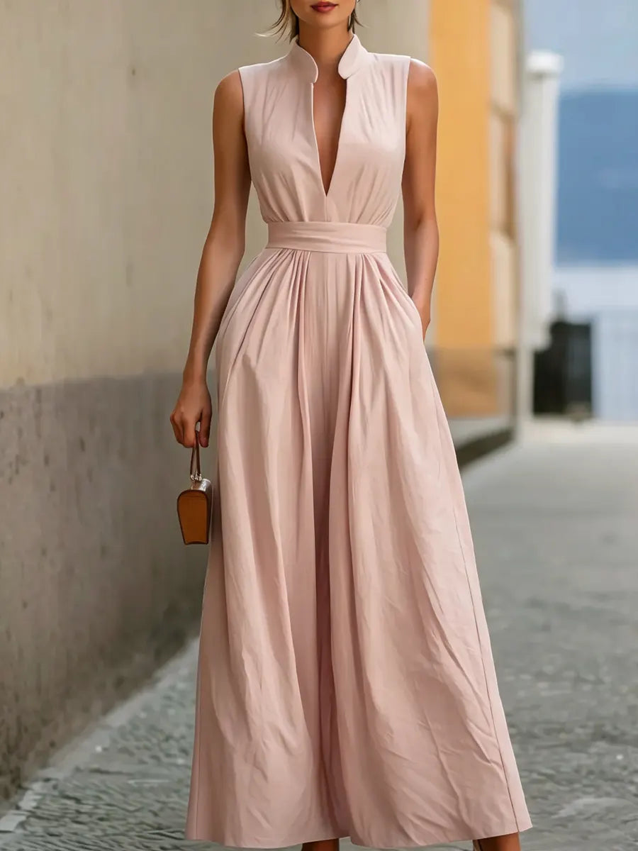 Women's Elegant V-neck Sleeveless Long Dress