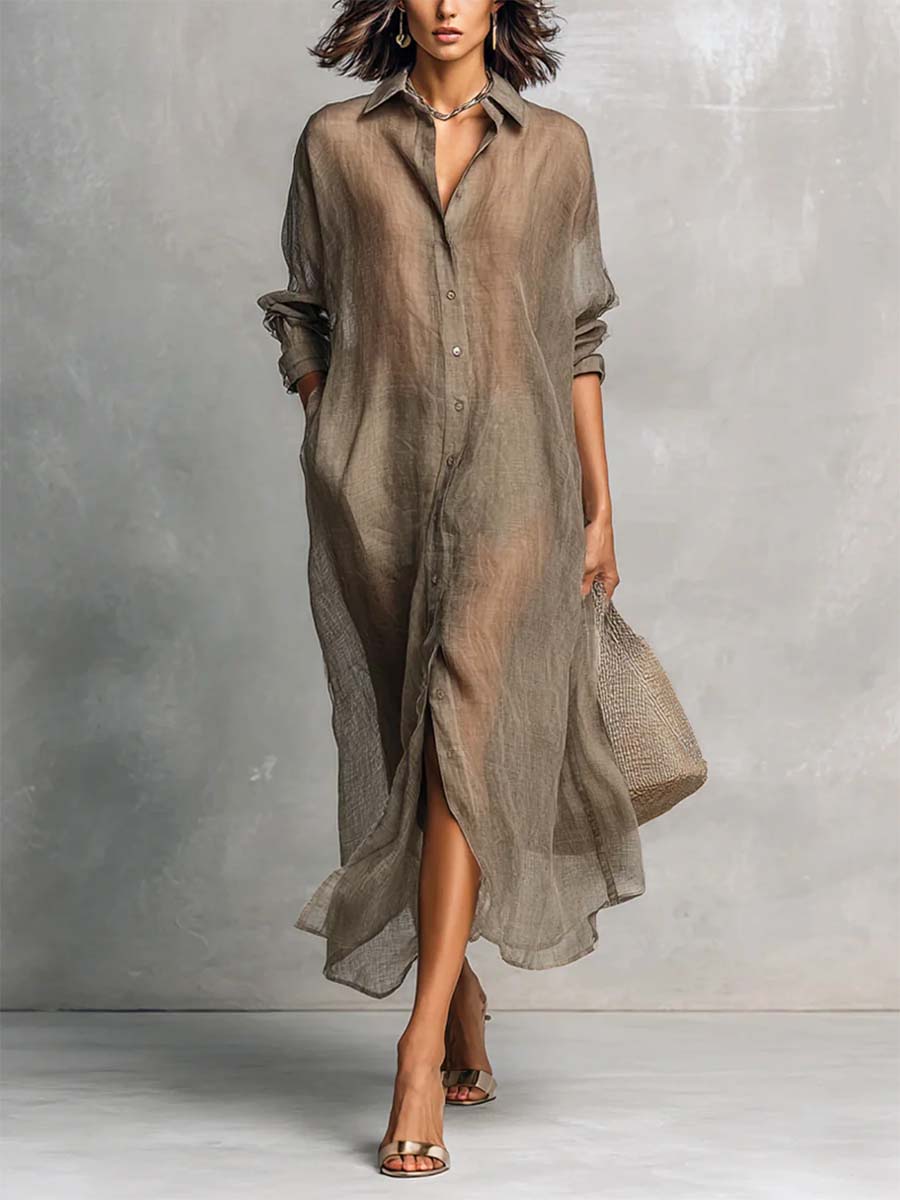 Women's Solid Color Art Casual Stylish Cotton Linen Dress