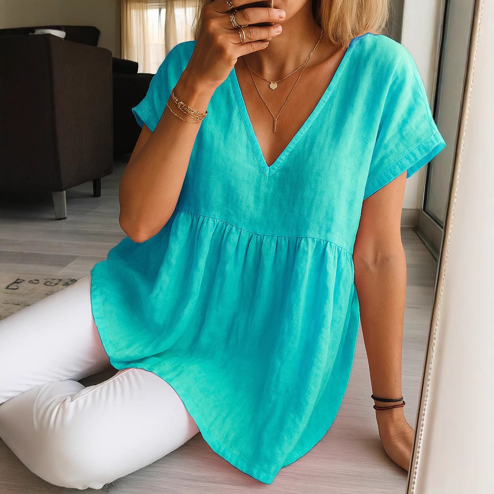 Women's Solid Color Linen T-shirt