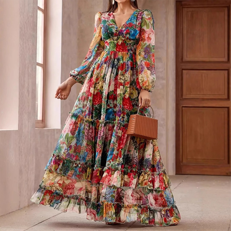 Light & Airy Dress – Floral Print, V-Neck
