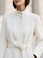 Stand Collar Belted Short Wool Coat