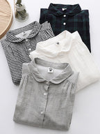 Women's Vintage Simple Linen Blend Long Sleeve Shirt