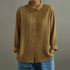 Women's Casual Shirt Button Up Lace Linen Blend Blouse