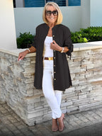 Solid Color Long Cotton Shirt Jackets Women Swing Shap Flattering