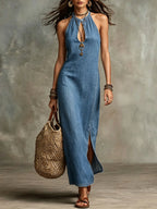 Women's Strappy Cutout Maxi Dress â Stylish Casual Dress