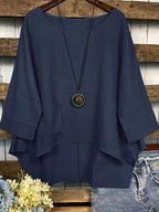 Women's Solid Color Linen Loose Irregular Shirt