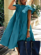 Women Summer Sundress Holiay Vintage Ruffled Party Dresses