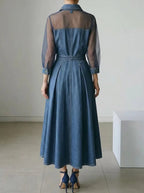 Fashionable And Casual Patchwork Organza Denim Dress