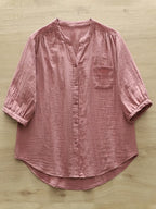 Women's Simple Solid Color Linen Blend Casual Shirt