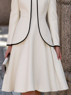 Contrast Trim Jacket And Sleeveless Midi Dress Set