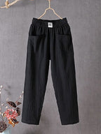 Casual Plain Natural Ankle Pants Straight Pants