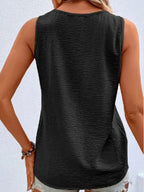 Women's Solid V-Neck Button Sleeveless Top in 7 Colors Sizes 4-14