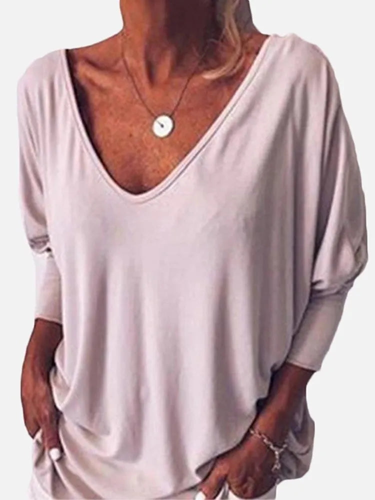 Vintage Back Button Down V Neck Comfy T-Shirt