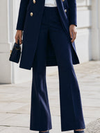 Double‐Breasted Long Blazer Coat & Flared Trousers Co‐Ord Set