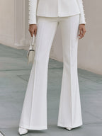 Women's Pearl Beaded Sleeve Blazer & Flare Pants Two-Piece Suit Set
