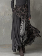 Bohemian Pit Stripe Leopard Print Splicing Irregular Hem Maxi Dress