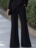 Elegant Asymmetric Top And Wide-Leg Pants Two-Piece Set