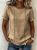 Women's Causal Short Sleeve Round Neck Shirt