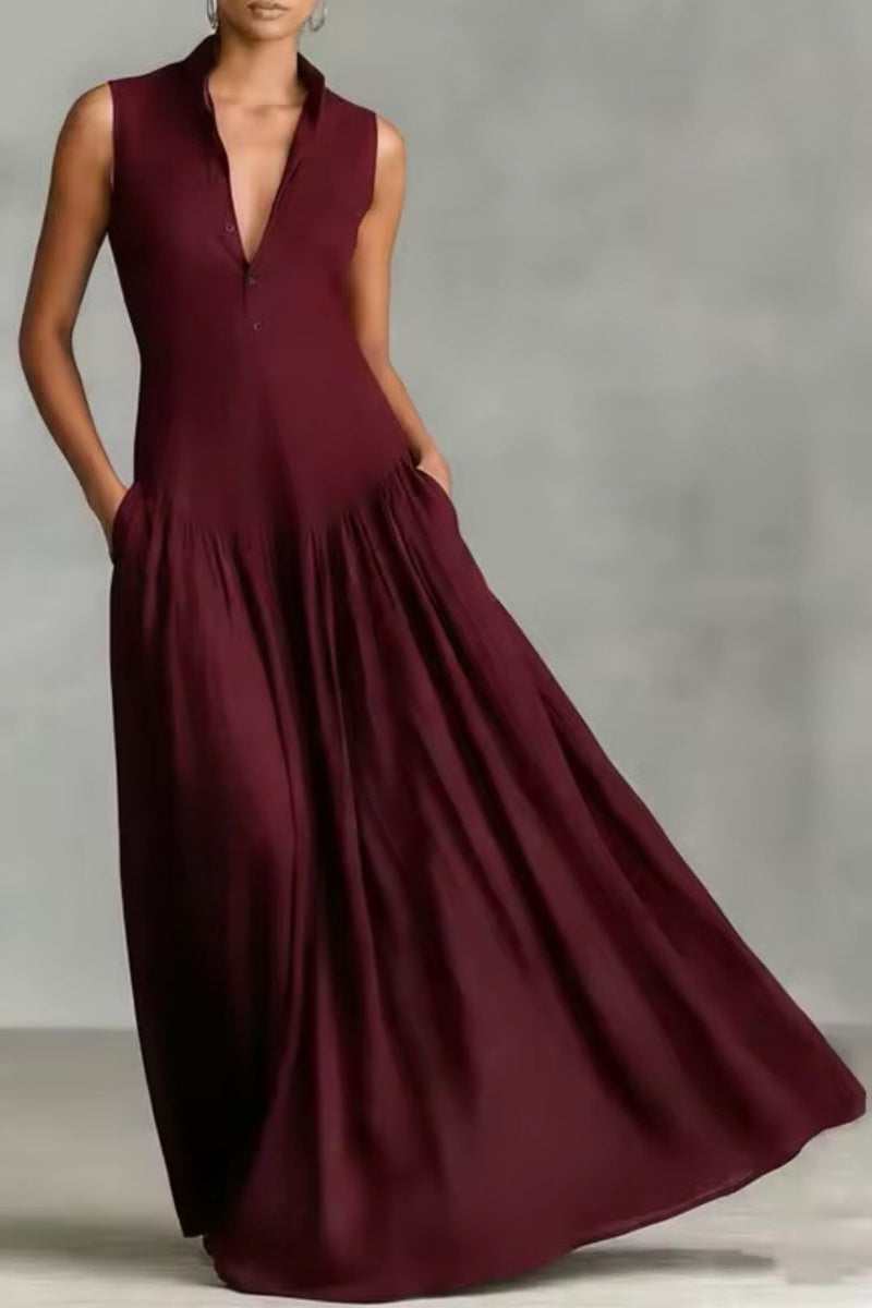 Women's Minimalist   Linen Blend   Sleeveless Maxi Dress