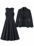 Blazer & Sleeveless Fit & Flare Midi Dress 2-Piece Co-Ord Set