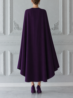 Purple Dress Fall Wedding Guest Dress Cape Sleeve Wrap Midi Dress