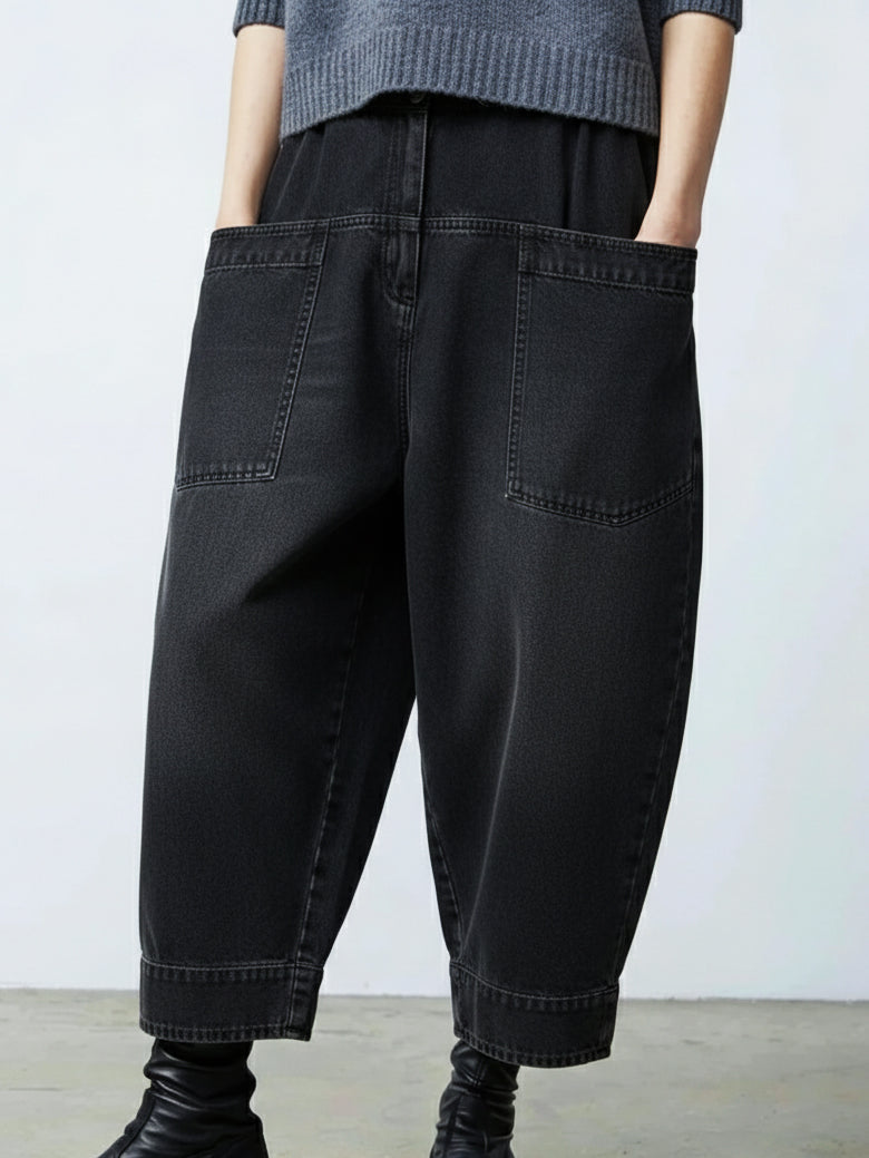 Artistic Cut Cozy Loose-fitting Jeans