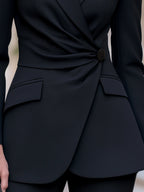 Asymmetric Draped Wrap-Front Tailored Blazer