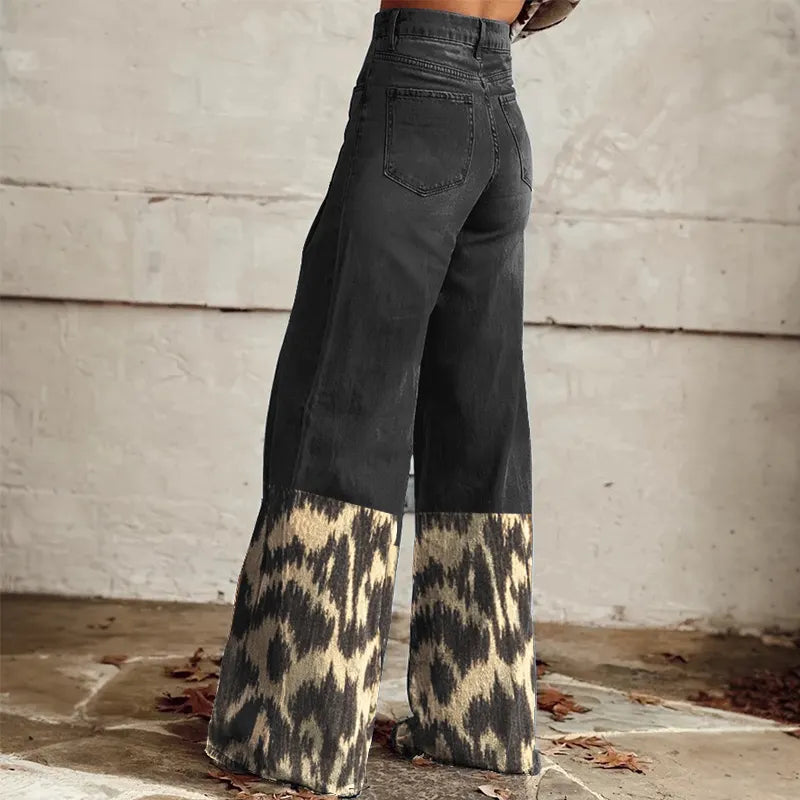 Women's Retro Western Country Aztec Style Printed Wide Leg Pants