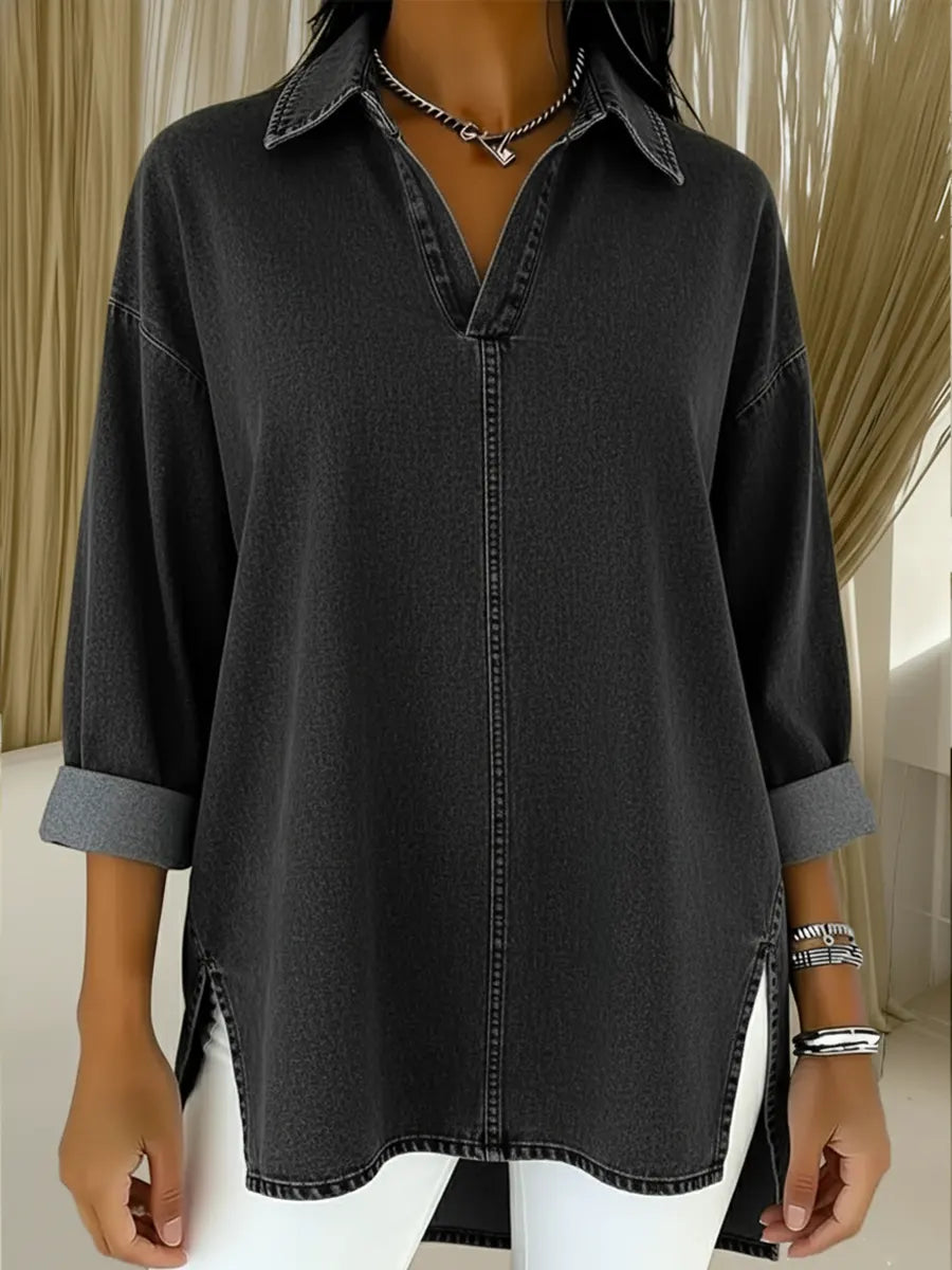 Women's Casual Washed Denim Cotton Top