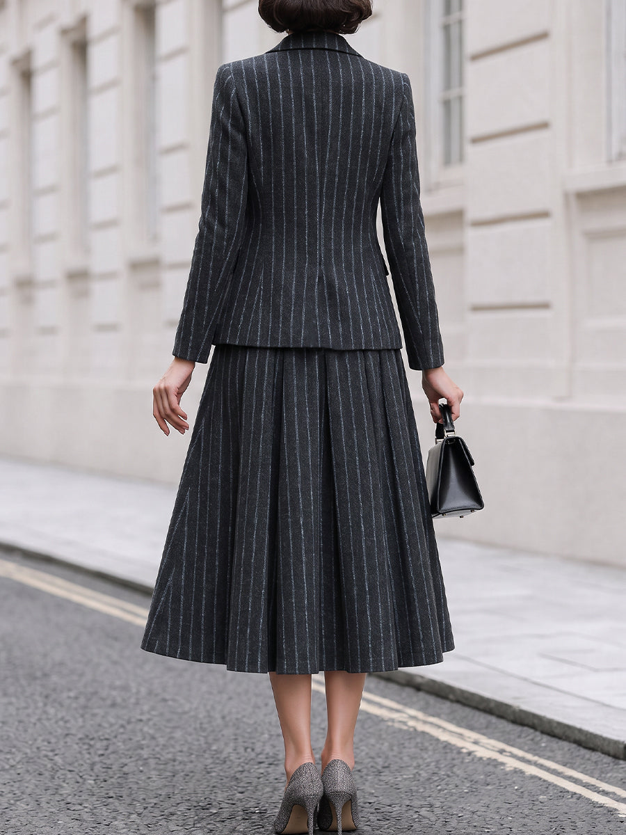Blazer & Sleeveless Fit & Flare Midi Dress 2-Piece Co-Ord Set