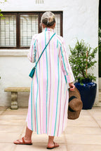 Women's Elegant A-Line Dress with Three-Quarter Sleeves & Practical Pockets