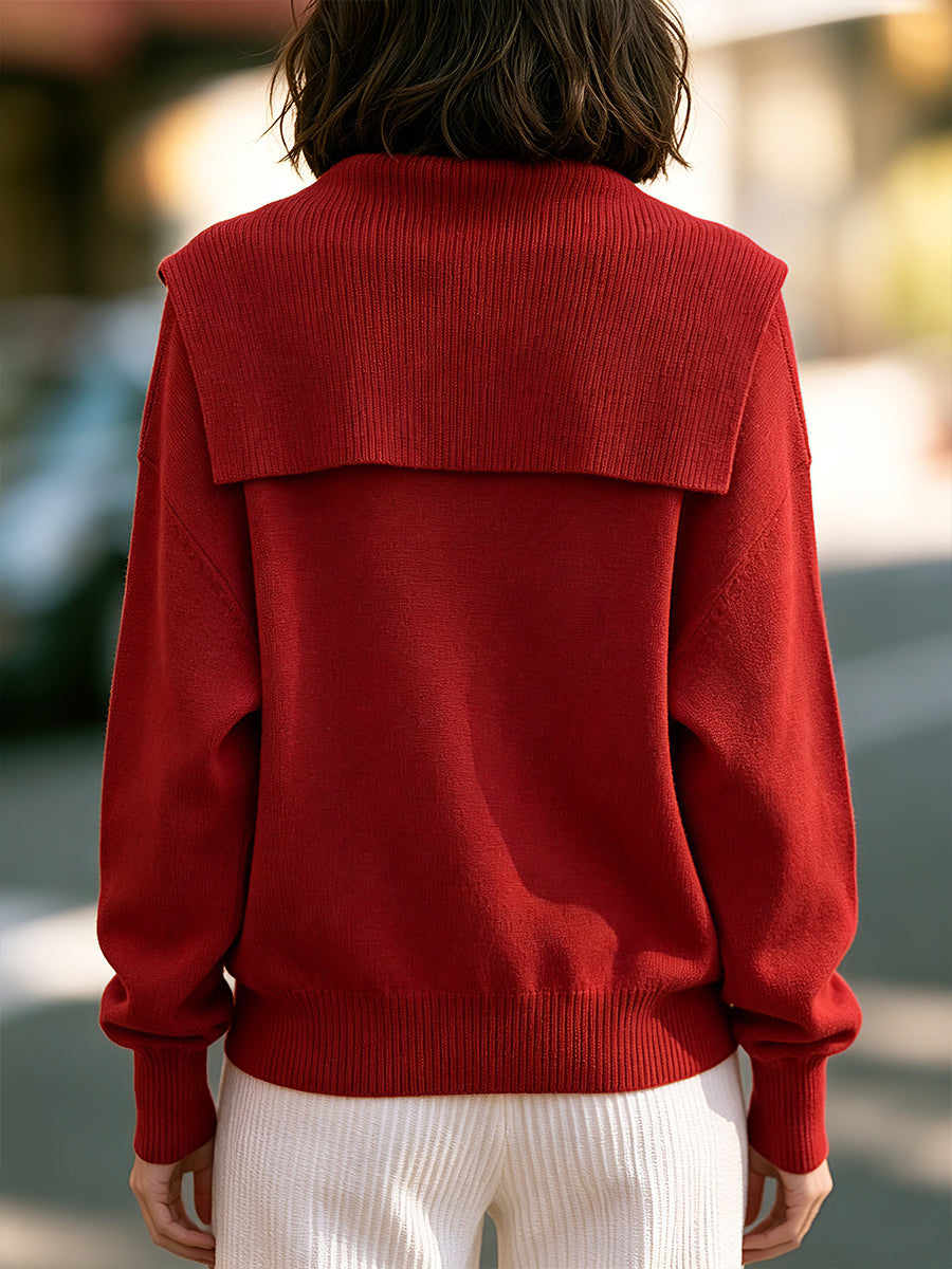 Sailor Collar Knitted Tie Sweater