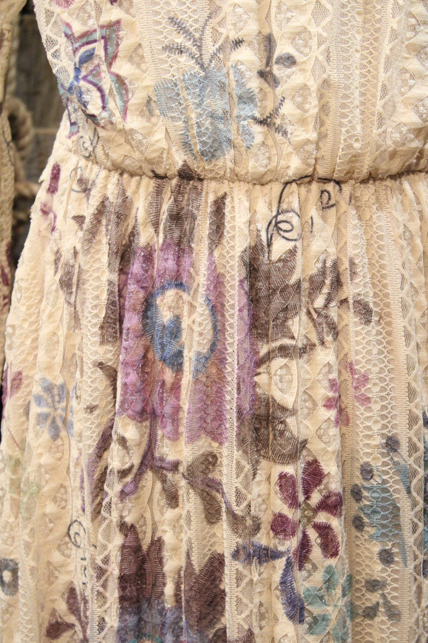 Lead Singer Beige Embo Flower Maxi Dress