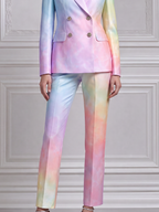 Pastel Watercolor Double Breasted Blazer & Flare Pants Set