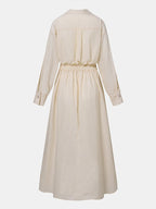 Women's Solid Pocket Button Lapel Long Sleeve Maxi Shirt Casual Dress