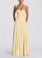 Chiffon Sweetheart Neck Adjustable Straps Back Lace-up Maxi Dress