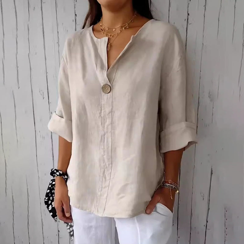Women's Casual Solid Color Cotton Shirt
