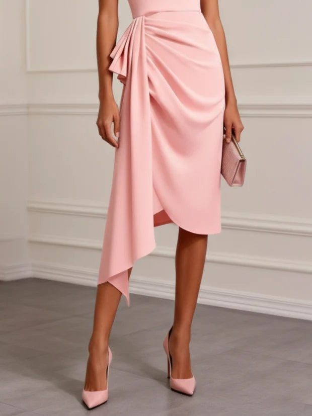 Pink Ruched Boat Neck Sleeveless Bodycon Midi Dress