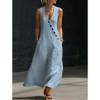 📢📢30% OFF !!!⏰Women's Sleeveless V-Neck Maxi Dress with Pockets