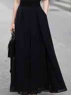 Sheer-Paneled Sleeveless Top & Collared Skirt Two-Piece Set