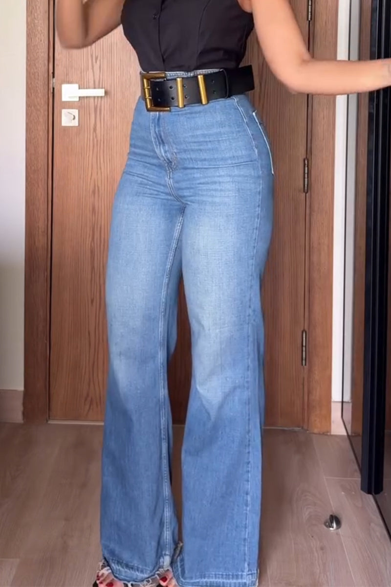 Women's High Waisted Washed Casual Jeans