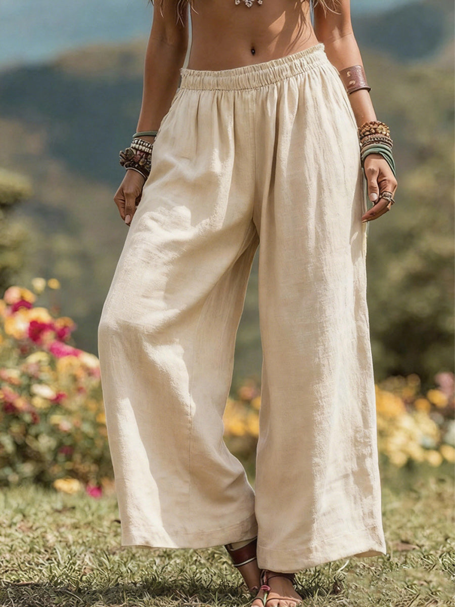 Women's Cotton-Linen Wide-Leg Pants