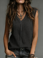 Women's Cozy Minimalist Solid-color V-neck 100% Cotton Vest
