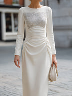 Sequin-Panel Ruched Midi Dress
