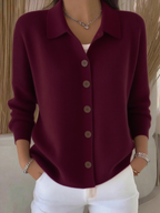 Women's Lapel Button Knitted Cardigan Sweater