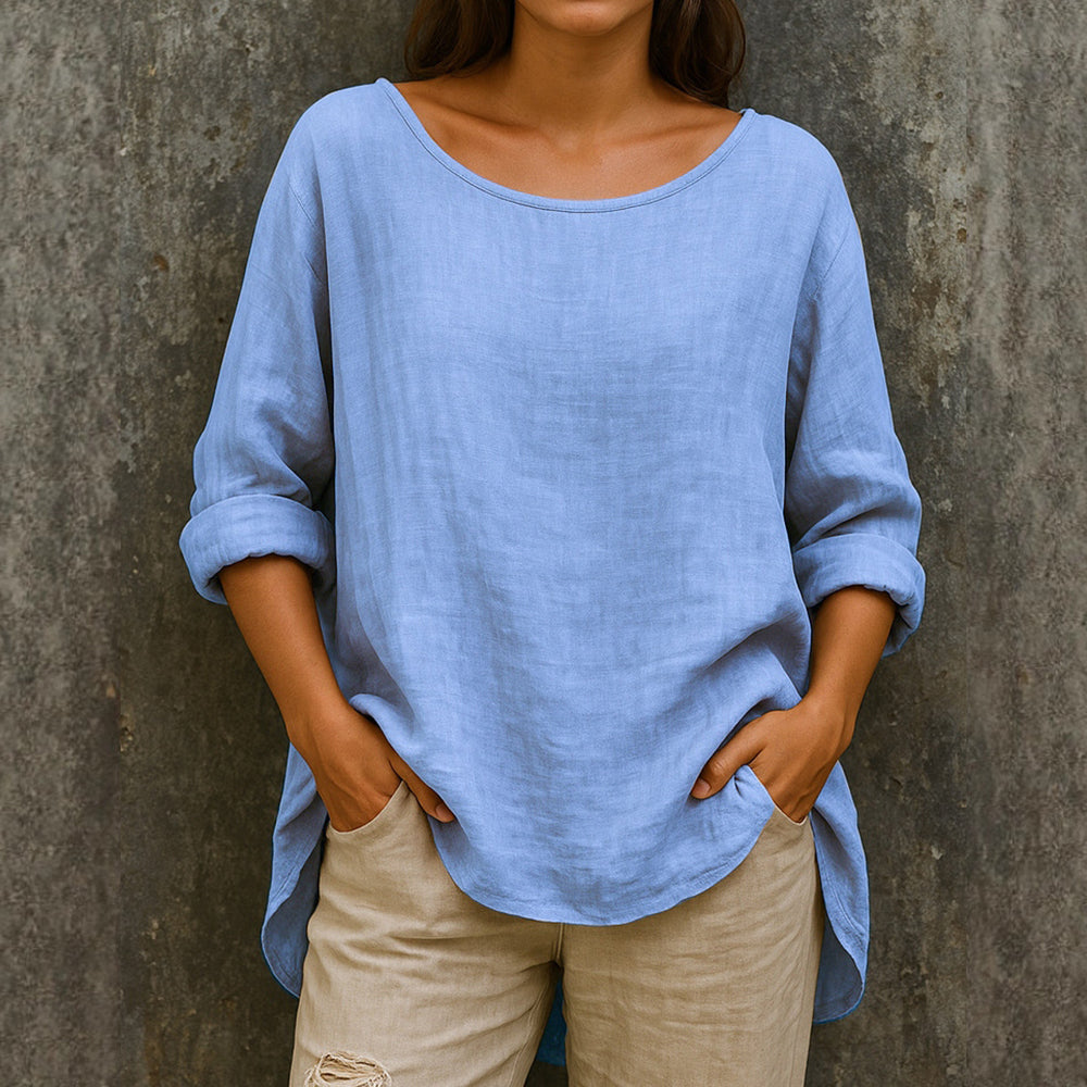 Women's Vintage Solid Color Cotton Linen T-shirt