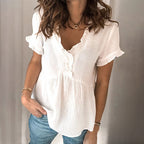 Women's Vintage Fungus Edge Design Cotton Linen Shirt