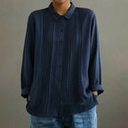 Women's Casual Shirt Button Up Lace Linen Blend Blouse