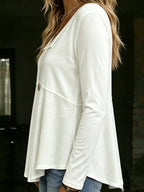 Women's V Neck Long Sleeve Babydoll Top Pleated Peplum Tunic Blouse